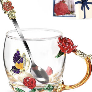 Clear glass with red roses